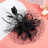 billige Fascinatorer-fascinators Tyll Fedora Bryllup Te Fest Hesteløp cocktail Elegant Årgang Enkel Med Fjær Hodeplagg Hodeplagg