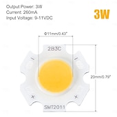 preiswerte LED-Kolbenlichter-5 Stück 10 Stück COB-LED-Lichtchipperlen, leuchtende Oberfläche 11 mm, 3/5/7/10 W, 260 mA, DIY-Energiesparlampe für Scheinwerfer, Flutlicht, Packung mit warmweißem/weißem/natürlichem Licht