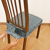 tanie Pokrowiec na krzesło do jadalni-Pokrowce na siedzenia do jadalni, rozciągliwy aksamit, złota tkanina w diamenty, podwójnie elastyczny pokrowiec na stołek z klamrą i językiem, antypoślizgowy pokrowiec na krzesło, dekoracja do hotelu