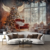 baratos Tapeçarias de Parede-tapeçaria de natal com papai noel, árvore de natal &amp;elfo, decoração de arte para pendurar na parede, decoração para casa, quarto, sala de estar ou escritório
