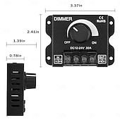 Недорогие Выключатели-Диммер для светодиодной ленты DC12V-24V 30A ШИМ-контроллер для регулятора яркости, регулировка яркости, включение/выключение с алюминиевым корпусом (алюминиевый диммер)