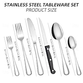 economico Sala da pranzo e posate-Set di posate natalizie in acciaio inox da 24 pezzi, coltello, forchetta, cucchiaio, stoviglie, utensili da cena occidentali, set regalo per le feste di Natale