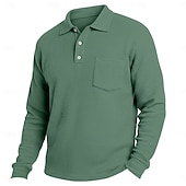 Herre Vaffel poloskjorter Golf poloskjorter Virksomhet Avslappet Knaphul Klassisk Langermet Mote Grunnleggende Helfarge Lomme Høst Vinter Alle årstider Normal Hvit Lyseblå Rød Navyblå Lilla Grønn billige Klassisk poloskjorte for menn-Herre Vaffel poloskjorter Golf poloskjorter Virksomhet Avslappet Knaphul Klassisk Langermet Mote Grunnleggende Helfarge Lomme Høst Vinter Alle årstider Normal Hvit Lyseblå Rød Navyblå Lilla Grønn
