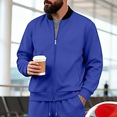baratos Jaquetas Casuais-Homens jaqueta leve Jaqueta casual Férias Diário Respirável Bolsos Primavera Outono Bloco de cor Moda Clássico Colarinho Chinês Padrão Preto Amarelo Vermelho Azul Marinha Azul Royal Casaco
