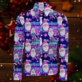 olcso Ingek-Karácsony Hosszú ujjak Gombos ing Mikulás Grafikus Újdonságok Vicces mert Férfi Felnőttek 3D nyomtatás mert Karácsony Farsang Újév Parti