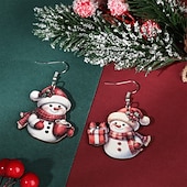levne Dámské prsteny-Náušnice se sněhulákem s horkým kakaem a dárkem - rozkošné vánoční šperky pro sváteční dárky