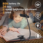 olcso Olvasólámpák-3 színű LED-es csiptetős könyvlámpa, USB-s újratölthető olvasólámpa, hordozható olvasólámpa, hálószobai éjszakai fény