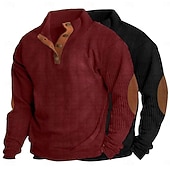 economico Felpe di base-Per uomo Maglia Velluto a coste Felpa con cappuccio Maglione Felpa con cappuccio abbottonata Vino+Nero bianco+vino rosso Bianco+verde militare Albicocca+Caffè Blu denim + nero Colletto Mao Semplice