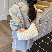 Χαμηλού Κόστους Αποθήκευση &amp; Οργάνωση-τσάντα ώμου με χιαστί φερμουάρ – πλισέ τσάντα μασχάλης με φυσαλίδες, μονόχρωμη καθημερινή τσάντα για καθημερινή χρήση και εξόδους