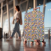 baratos Desgaste em casa e chinelos em casa-Capa protetora elástica para mala de viagem com estampa artística.