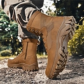 economico Scarponi da trekking-stivali da combattimento impermeabili marroni da uomo con suola ammortizzante e supporto rinforzato alla caviglia, calzature tattiche resistenti per lavoro, escursionismo e campeggio