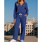 cheap Tracksuits-Women's Tracksuit Sweatpants Sportswear Solid Colored Clothing Suit Fall Black White Outdoor Travel Sports High Waist Long Sleeve Sport Activewear Micro-elastic Regular Fit