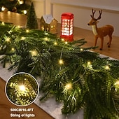 preiswerte LED Lichterketten-Neue 1,5M 1,8M 2,7M Norfolktanne Girlande für Dekorationen LED Lichterkette Künstliche Party-Girlande mit Lichtern für Innendekoration Urlaub Beleuchtung AA-Batteriebetrieb