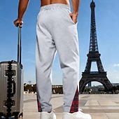 Herre Joggebukser Bukser Snorer Lomme Elastisk midje Ruter Komfort Sport & Utendørs Daglig Mote Fritid Svart Hvit Mikroelastisk billige Rett ben-Herre Joggebukser Bukser Snorer Lomme Elastisk midje Ruter Komfort Sport & Utendørs Daglig Mote Fritid Svart Hvit Mikroelastisk