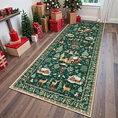 זול שטיחי אזור-Christmas Area Rug For Hallway Kitchen Bedroom Living Room Decoration Crystal Velvet Soft Non-Slip Washable Carpet Easy Clean Floor Mat Holiday Home Decor