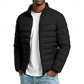 Недорогие Мужские пуховики и парки-Муж. Пуховик Куртка переходного периода Полный почтовый индекс на открытом воздухе Повседневные Обычная Классика С защитой от ветра Легкость Зима Весна &amp; осень Сплошной цвет