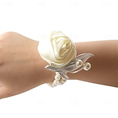 billiga Bröllopsbuketter-Bröllop handled blommor Handleds Corsage Bröllop / Fest Satin / Metall Blomstil