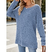 halpa Naisten Yksinkertaiset Paidat-Naisten Pusero Yhtenäinen väri Tyylikäs Vapaa-aika Pitkähihainen Tiukka pyöreä kaula-aukko Tavalliset topit Päivittäin Rypytetty Ruohonvihreä Musta Punastuvan vaaleanpunainen Viini Sininen Kevät