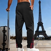 Herre Joggebukser Bukser Snorer Lomme Elastisk midje Ruter Komfort Sport & Utendørs Daglig Mote Fritid Svart Hvit Mikroelastisk billige Rett ben-Herre Joggebukser Bukser Snorer Lomme Elastisk midje Ruter Komfort Sport & Utendørs Daglig Mote Fritid Svart Hvit Mikroelastisk