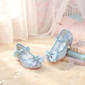 preiswerte Prinzessinnenschuhe für Kinder-Glitzernde Mary-Jane-Schuhe für Mädchen mit Schleife und Kristallverzierungen – verstellbarer Riemen, in Rosa und Blau erhältlich
