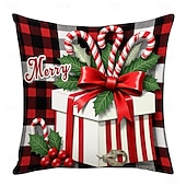 billiga Julbäddset-Julplyschkuddfodral i linne, modernt minimalistiskt dekorativt örngott för hemmet, soffan, kontoret eller bilens semesteratmosfär