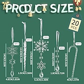 levne Ozdoby-20 ks vánočních křišťálových závěsných ozdob, průhledných akrylových rampouchů a sněhových vloček na vánoční stromeček, vánoční dekorace do domu