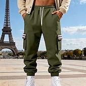 economico Carico-Per uomo Pantaloni da tuta Pantaloni in Pile Joggers Pantaloni Pantaloni invernali Coulisse Tasca Elastico in vita Patchwork Comodità Caldo Sport all'Aperto Quotidiano Moda Casual Nero Bianco