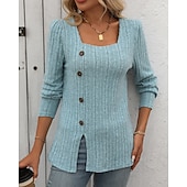 cheap Hoodie &amp; Sweatshirt-Women's Solid Colored Pullover Sweatshirt Casual Tops Fall / Winter Buttons Long Sleeve Athleisure Outdoor Holiday Black Army Green Blue Sportswear Activewear
