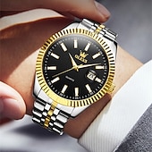 billiga Kvartsklockor-Den nya Olevs Varumärkets Enkla Herrars Affärs Kvarts Klocka Med Luminös Kalender I Guld Arbetsfärg Är En Klassisk Mode Och Trendig Herrars Avslappnade Vattentåliga Sport Armbandsur