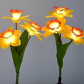 cheap Ground Lights-Solar Lights, 3-Head-Daffodil Flower Solar Lights, Landscape Lights, LED Outdoor Solar Powered Garden Lights, Waterproof Flower Lights, Landscape Stake Light for Yard, Pathway, Patio Decor