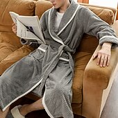 olcso Hálóingek, köntösök-Férfi Pizsamák Fürdőruha Sima Divat Stílusos Klasszikus Otthon Napi Ágy Flanel Poliészter Melegen tartani Mokaszinok Mekano Hajtóka Hosszú ujj Tél Sötétkék khakizöld