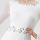 abordables Vêtements de Compétition-Robe de danse de salon pour femme, manches longues, taille strass, élégante, pour valse, tango, foxtrot, compétition – blanche