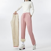 economico Pantaloni a gamba dritta-Per donna Pantaloni Attivo Moda Casual Lunghezza intera Vita media Tinta unica Semplice Coulisse Tasca Fascia Elastica Calore Termico Comodo Micro-elastico All'aperto Lavoro Streetwear Grigio scuro