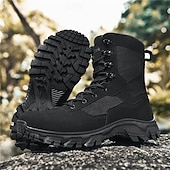 economico Scarponi da trekking-stivali da combattimento impermeabili marroni da uomo con suola ammortizzante e supporto rinforzato alla caviglia, calzature tattiche resistenti per lavoro, escursionismo e campeggio