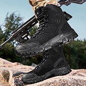 abordables Bottes de randonnée-Bottes de randonnée d&#039;extérieur beiges pour hommes avec semelle en caoutchouc antidérapante et construction respirante, bottes tactiques légères pour la randonnée, le camping et le port quotidien