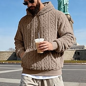 voordelige Fleecehoodie-Men's Jacquard Hoodie Fleece Hoodie Apricot Black Brown Gray Light Blue Hooded Plain Kangaroo Pocket Textured Sports &amp; Outdoor Casual Daily Streetwear Cool Sportswear Fall Winter Clothing Apparel