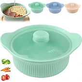 זול Grills &amp; בישול בחוץ-סיר אידוי סיליקון למיקרוגל 42oz, 3 תאים, סיר אידוי סיליקון 4 ב-1 עם ידית ומכסה לירקות, דגים, הכנת ארוחות, מזון לתינוקות, תנור &amp;בטוח למדיח כלים, קל לניקוי