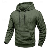 ieftine Hanorac din lână-Bărbați Hanorac cu Glugă Hanorac cu glugă Hanorac din lână Hanorac cu glugă camouflage Negru Alb Verde Militar Kaki Gri Capișon Simplu Culoare Camuflaj Peteci Bloc de Culoare Sporturi &amp; Exterior