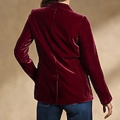 halpa Bleiserit ja puvut-Naisten Bleiseri Velvet Blazerit Pidä lämpimänä Mukava Tasku Napit Tyylikäs Vintage Tavallinen Loma Katu Kausaliteetti Arki-asut Normaali Lovikäänne Normaali Pitkähihainen Päällysvaatteet Musta Viini