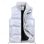 economico Gilet Puffer da Uomo-Per uomo Gilet imbottito Gilet Vacanza Quotidiano Data Moda Casual Autunno Inverno Tasca Poliestere Caldo Confortevole Tinta unica Cerniera Collo alla coreana Vestibilità regolare Nero Bianco Caffè