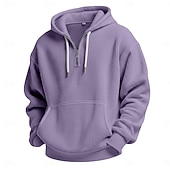 abordables sweats à capuche basiques pour hommes-Homme Sweat à capuche Sweat à capuche gaufré Sweat à capuche quart zippé Blanche Vert Claire Vert Véronèse Rouge bleu marine À capuche Uni Poche kangourou Texturé Sport &amp; Loisir Occasionnel Quotidien