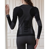 cheap Tops-Women's Baselayer Thermal Shirts Long Sleeve Crew Neck Top Outdoor Thermal Warm Winter Autumn / Fall Chinlon Patchwork Black Pink Blue Ski / Snowboard Tennis Winter Sports