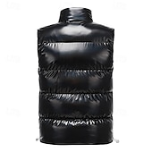 economico Gilet Puffer da Uomo-Per uomo Gilet imbottito Gilet Vacanza Quotidiano Data Moda Casual Autunno Inverno Tasca Poliestere Caldo Confortevole Tinta unica Cerniera Collo alla coreana Vestibilità regolare Nero Bianco Caffè