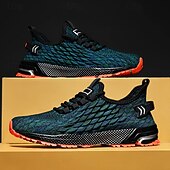 ieftine Adidași casual-Adidași sport albaștri pentru bărbați, din plasă, cu partea superioară respirabilă din tricot și talpă absorbantă de șocuri, pantofi sport ușori pentru sală, antrenament și purtare zilnică
