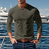 Χαμηλού Κόστους Κοντομάνικες μπλούζες από κορντούρα-Ανδρικά Μπλουζάκι Κοτλέ πουκάμισο Μπλουζάκι μπλουζάκι Μακρυμάνικο Σκέτο Pit Strip Μονόχρωμη Μοντέρνα Υψηλής Ποιότητας Βασικό Κουμπί επάνω Ζεστό Χένλι Causal Διακοπές Δρόμος Άνοιξη Φθινόπωρο Χειμώνας