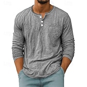 Herren T Shirt Henley Hemd T-Shirt Langarmshirt Langarm Henley Frühling Herbst Einfach Mode Designer Basic Taschen Urlaub Straße Ausgehen Schwarz Weiß Rote Top T-Shirt für Herren preiswerte Lässige T-Shirts für Herren-Herren T Shirt Henley Hemd T-Shirt Langarmshirt Langarm Henley Frühling Herbst Einfach Mode Designer Basic Taschen Urlaub Straße Ausgehen Schwarz Weiß Rote Top T-Shirt für Herren