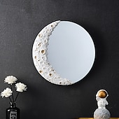 abordables Sculptures-1 pendentif décoratif en forme de cratère lunaire en résine avec un miroir de cratère lunaire au design créatif suspendu à la surface, adapté à la décoration murale dans les salons, les bureaux et les