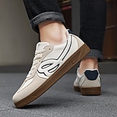 abordables Baskets-Homme Chaussures Décontractées Marche Occasionnel Daim Toile Confortable Antidérapant Respirant Mocassin Rouge Bleu Beige