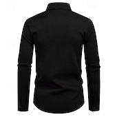 preiswerte Herrenhemd zum Knöpfen-Herren Hemd Sommerhemd Freizeithemd Strandhemd Knopfhemd Schwarz Weiß Kaki Langarm Einfach Revers Urlaub Hawaiianisch Tasche Bekleidung Mode Lässig Bequem