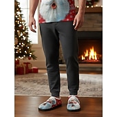 preiswerte Hausschuhe und Flip-Flops für Herren-Herren-Fleece-Hausschuhe mit Weihnachtsmann-Aufdruck, lustige Hausschuhe mit Weihnachts-Cartoon, warme Plüsch-Hausschuhe, perfekt für den Winterurlaub und zum Verschenken